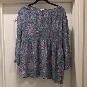 Floral & Ivy Paisley Blouse in Green and Purple